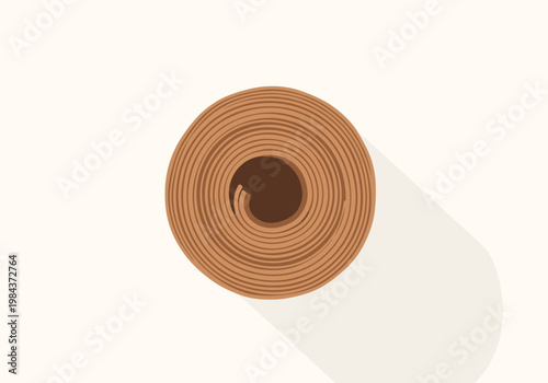 An illustration shows a roll of brown material on a surface.