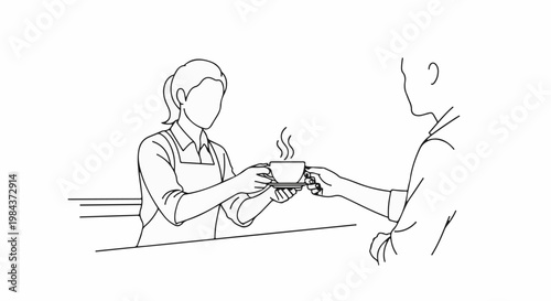 Server offers hot beverage to customer