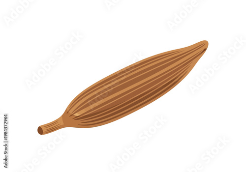 Wooden spoon illustration with brown handle and bowl on white background