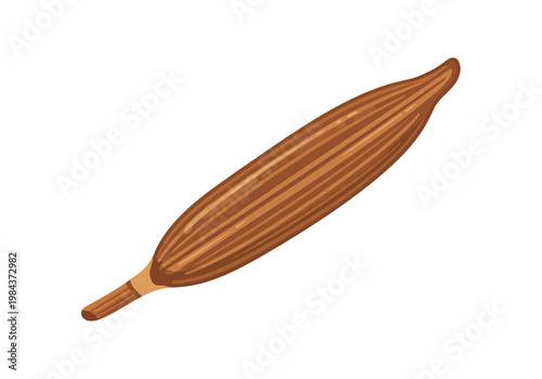 An illustration depicts a brown seed pod on a white background.