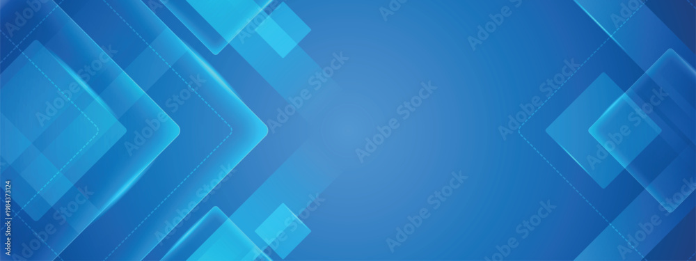 Obraz premium Abstract blue technology background with glassmorphism effect, transparent shapes, and dynamic network flow for modern digital
