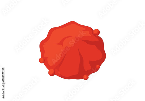 An illustration depicts a vibrant red blood cell with texture and detail.