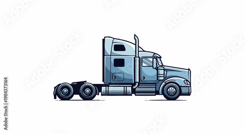 Side profile of a stylized blue semi-trailer truck with white background