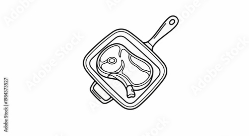 Raw steak in a square pan, ready for cooking