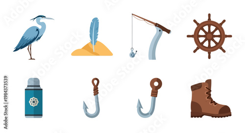 Collection of Nautical and Marine Equipment Icons for Maritime Themes