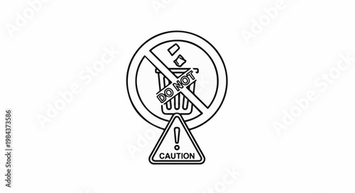 Prohibition and caution symbols for waste disposal