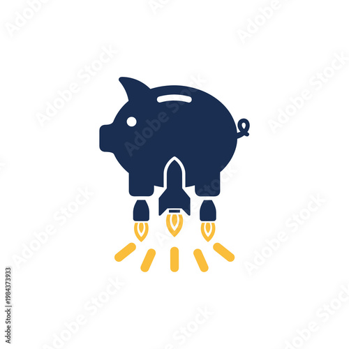 Piggy bank launching like rocket, fast bonus accumulation and rewards growth in loyalty program, loyalty program set