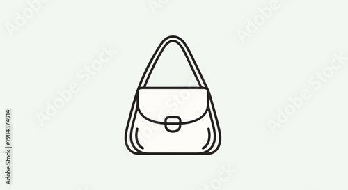 Simple line drawing of a shoulder bag with a flap closure