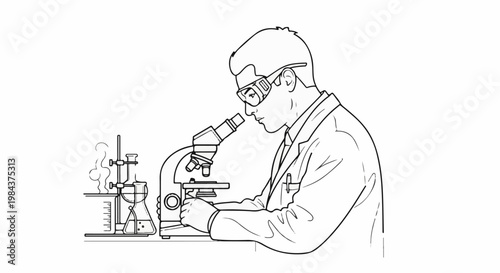 Scientist working with microscope and laboratory equipment