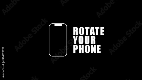 Rotate your phone icon instruction isolated on black background 4K resolution video 