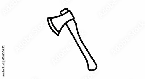 Simple line drawing of an axe, tool for chopping wood