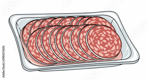 Sliced cured meat in a plastic food tray