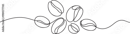 continuous line of coffee beans. one line drawing of coffee beans. line art of coffee. one line Icon drawing