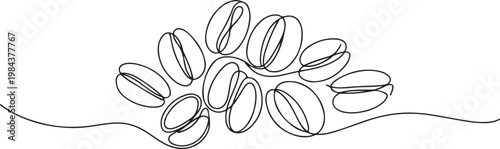 continuous line of coffee beans. one line drawing of coffee beans. line art of coffee. one line Icon drawing