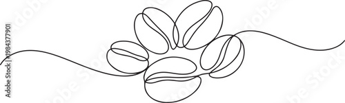 continuous line of coffee beans. one line drawing of coffee beans. line art of coffee. one line Icon drawing