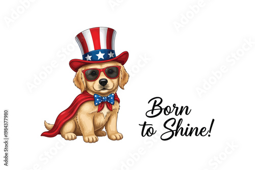 Patriotic puppy celebrating flag day adorable golden retriever with american flag theme