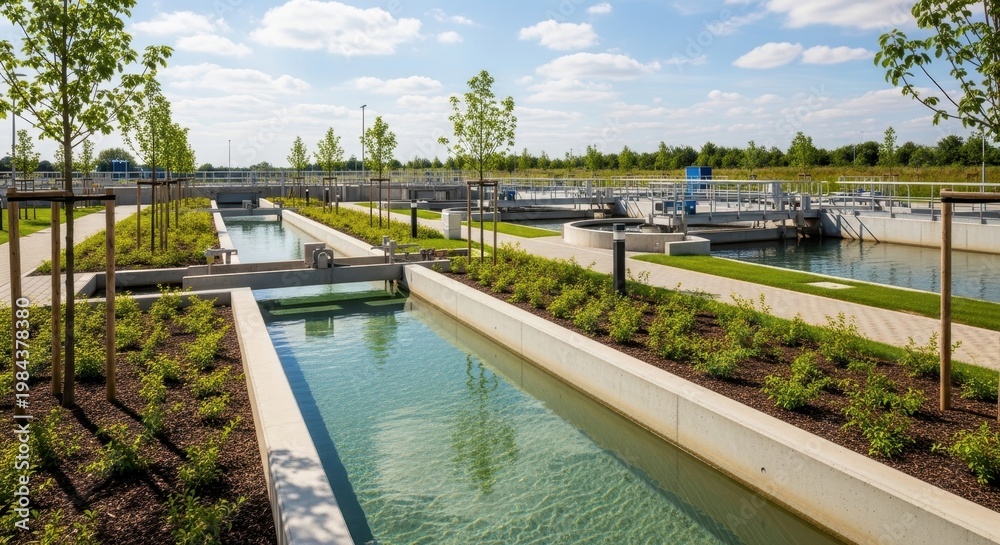 Fototapeta premium Sustainable Urban Water Treatment Plant - Eco-Friendly Design