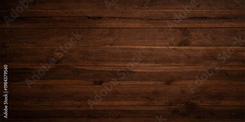 A natural dark brown hardwood surface features a textured old wood grain pattern, creating a rustic timber plank backdrop for a weathered wooden board panel or floor material design