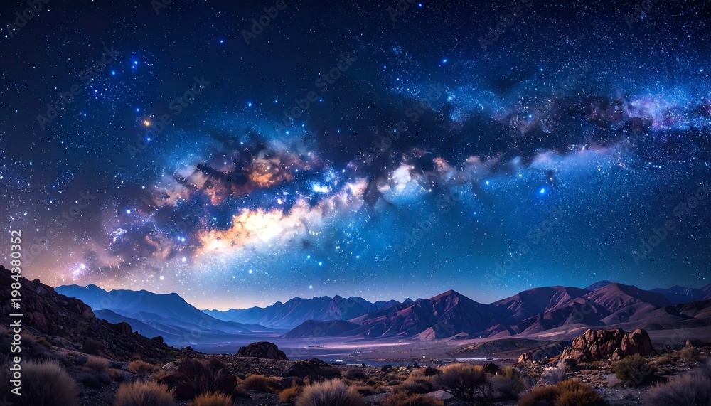 Fototapeta premium A breathtaking starry night sky over a desert landscape