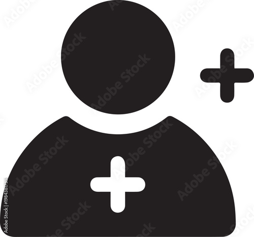 User add icon with plus sign account creation and profile registration vector