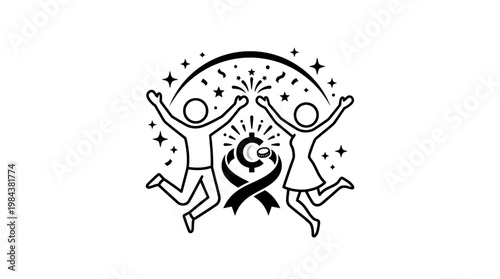 Excited Couple Celebrating a Lottery Win