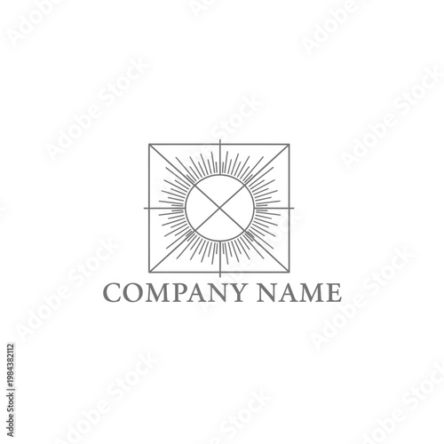 Premium pharma company logo features sunburst design element