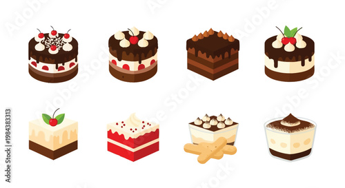 Assortment of colorful and delicious cartoon style dessert treats