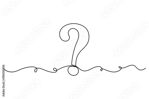 Minimalist single line of a question mark with wavy base symbol punctuation