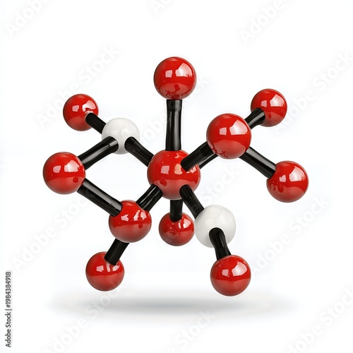 Detailed 3D Render of Red and White Molecular Structure