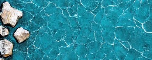 Off White Stones on Teal Textured Background