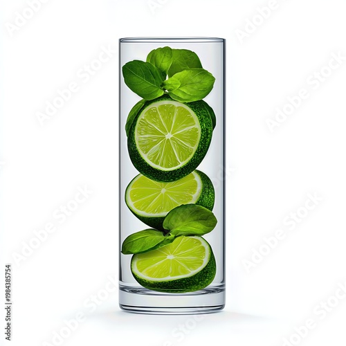 Refreshing Lime and Mint in a Tall Glass