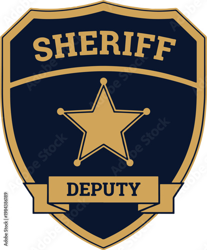 High-quality gold and blue sheriff deputy badge featuring a central star and professional typography. Perfect for law enforcement and security concepts.