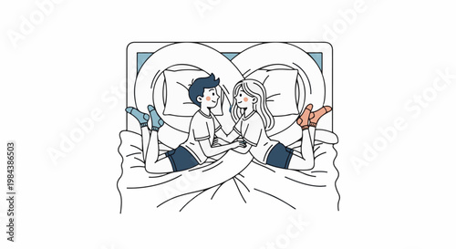 A couple shares a tender moment in bed, their legs entwined