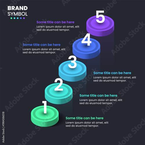 Infographic template. Isometric staircase with 5 steps