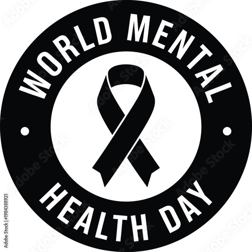 World Mental Health Day awareness symbol with ribbon