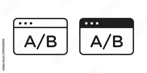 A B test icon outline and solid set. Graphic icons