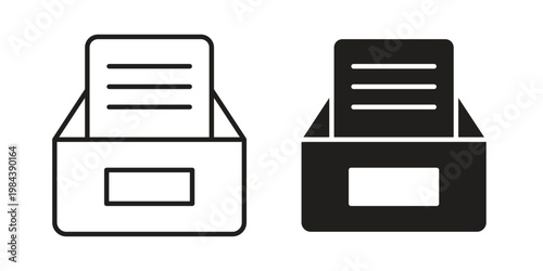 Archive icon outline and solid set. Graphic icons