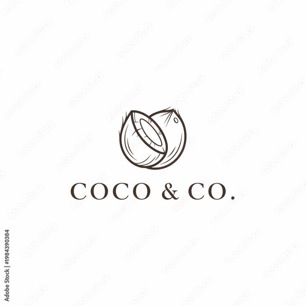 Fototapeta premium Elegant Coco Food Service Logo Design Featuring Fresh Coconut Elements