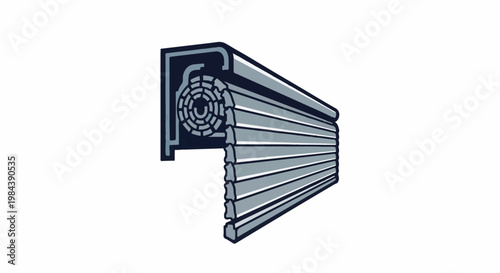Section of a roller shutter with louvers shown lowered