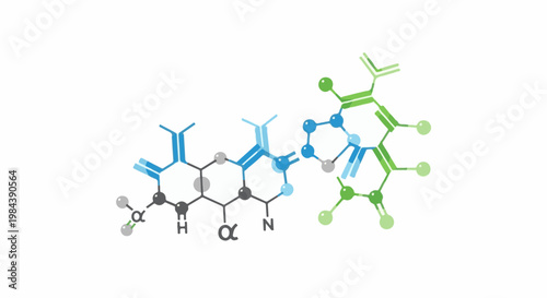 Abstract illustration of a complex molecule structure with nodes and bonds