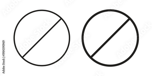 Ban Sign outline and solid set. Graphic icons