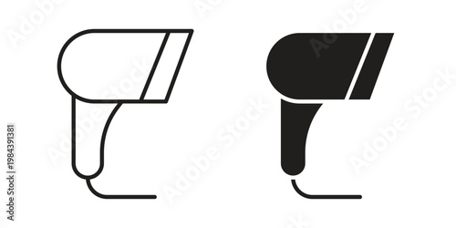 Barcode scanner icon outline and solid set. Graphic icons