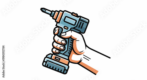 Hand holding a cordless power drill