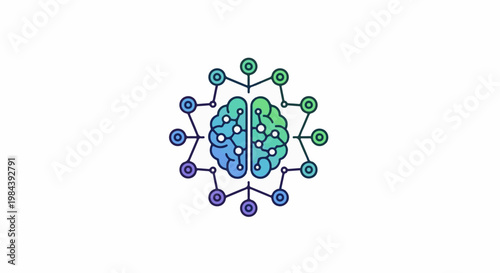 Abstract brain network with radiating nodes