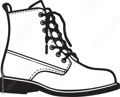 A monochrome illustration of a rugged boot, a symbol of resilience, and readiness for life's journey.