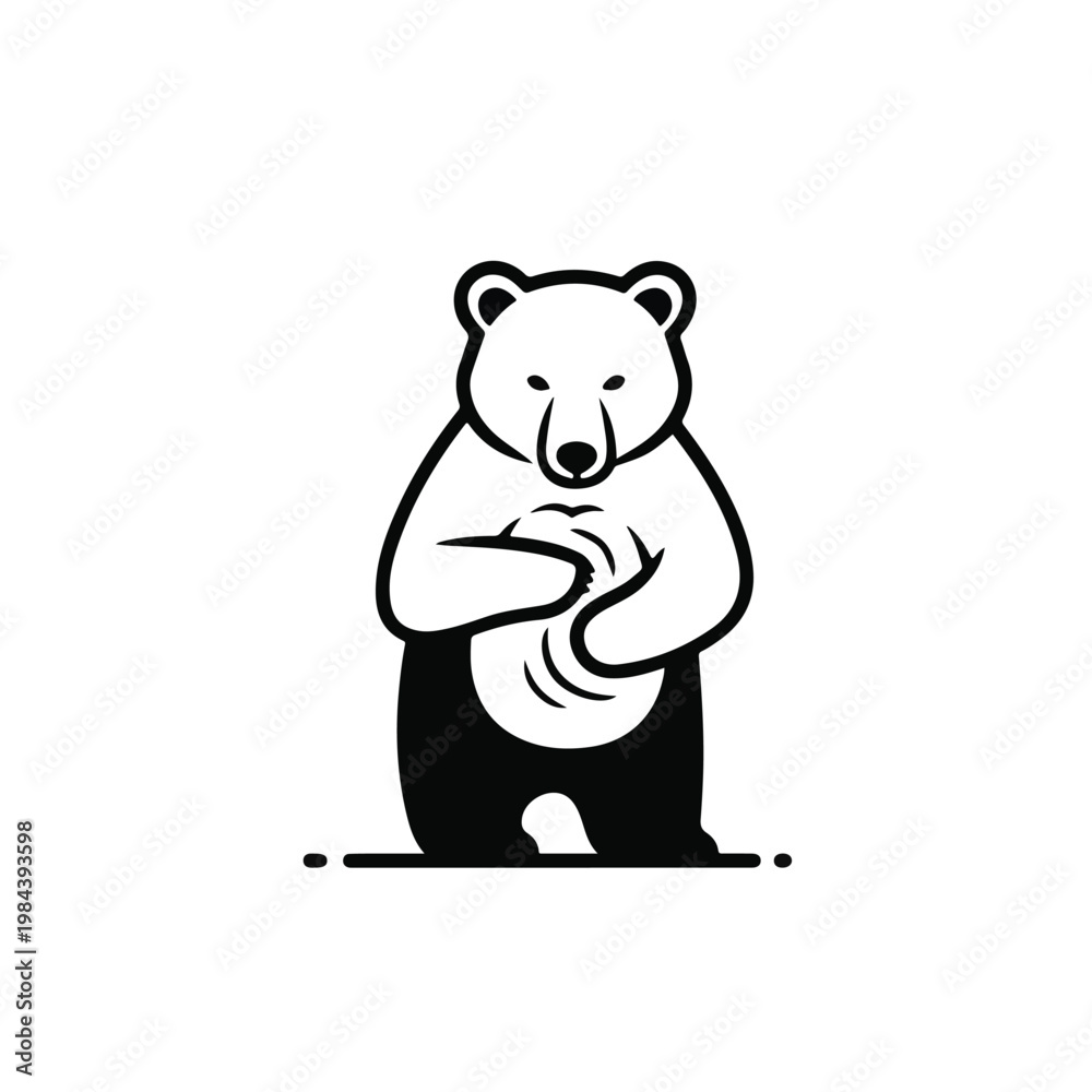 Fototapeta premium Black and white bear standing.