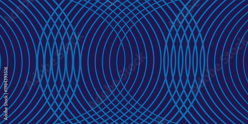 Dark blue abstract vector background with bright and elegant glowing circle lines stacked together, 3D cover of business presentation banner or night party.