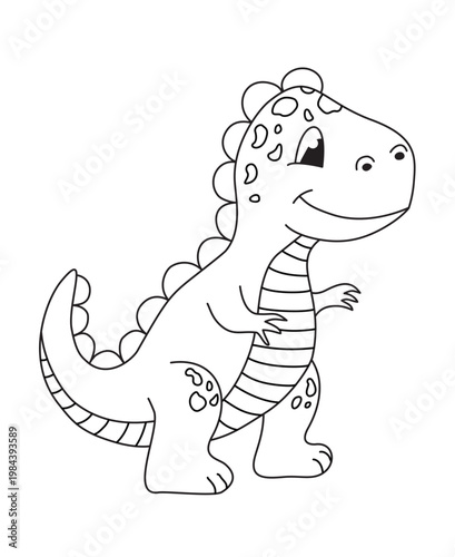 Cute cartoon dinosaur coloring page – friendly T-Rex outline for kids
