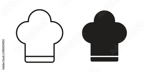 Chef hat icon outline and solid set. Graphic icons