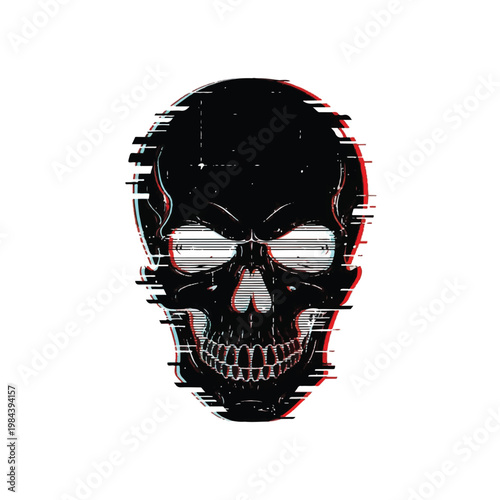 Black Skull with Glowing Eyes.